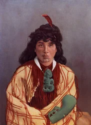 Porträt einer jungen Maori-Frau, Susan Rotorua, um 1890 (Farblithografie nach einem Albuminabzug)